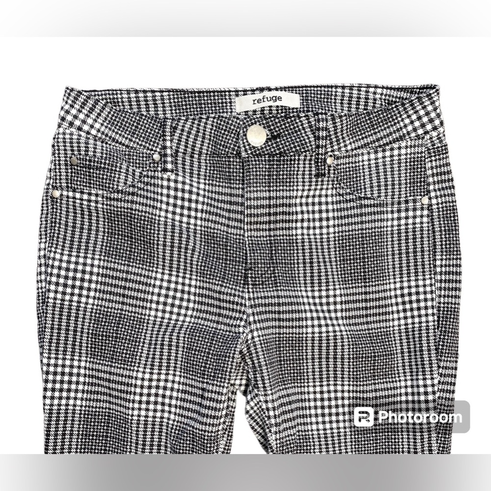 Refuge Women’s Stretch Skinny Black & White Plaid Jeans Pants Size 2 - Picture 3 of 11